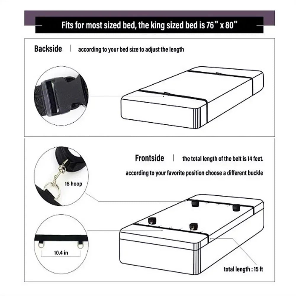 Bed Restraint Kit Couple Adult Game BDSM Bondage Strap  Handcuff