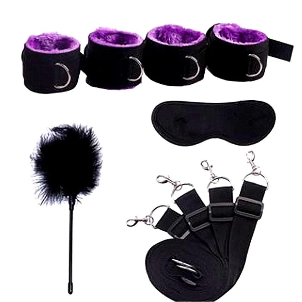 BDSM Restraint Adult Sex Toys Leather Plush 5 Piece Sets