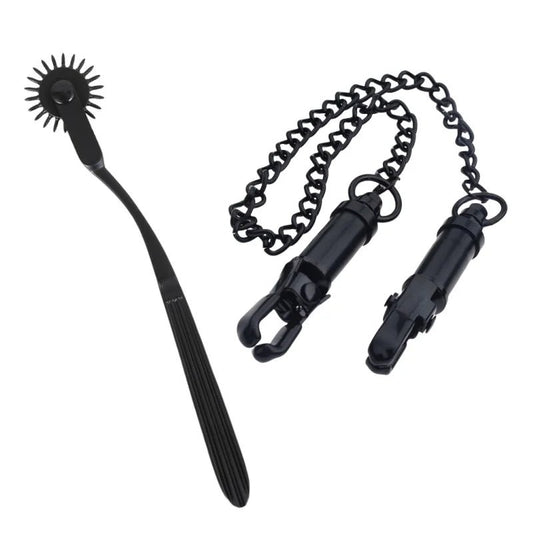 Adult Bondage Set BDSM Kit with Nipple Clamp and Wheel