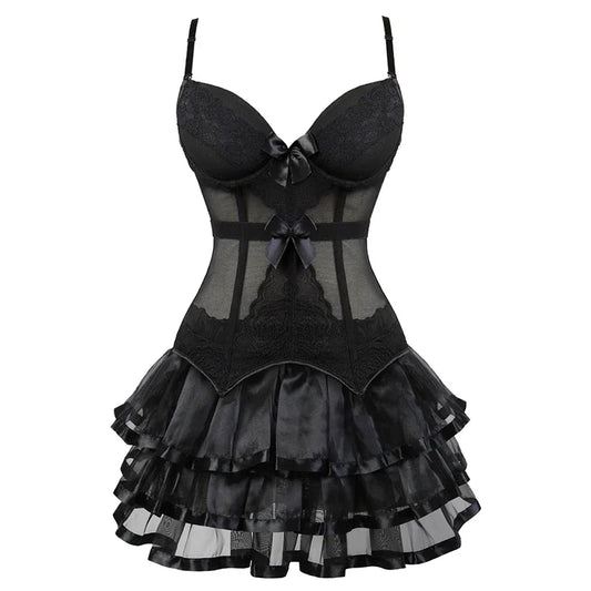 Burlesque Corset Dresses for Women Plus Size Lace Top