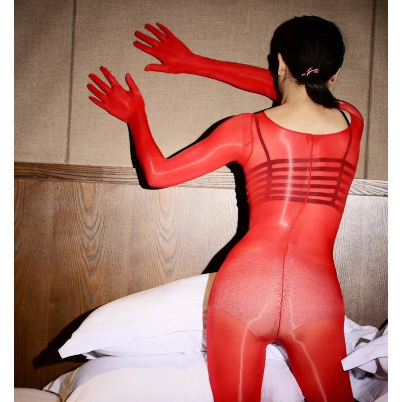 Glossy Shiny Separate Fingers Toes Bodystocking Jumpsuit