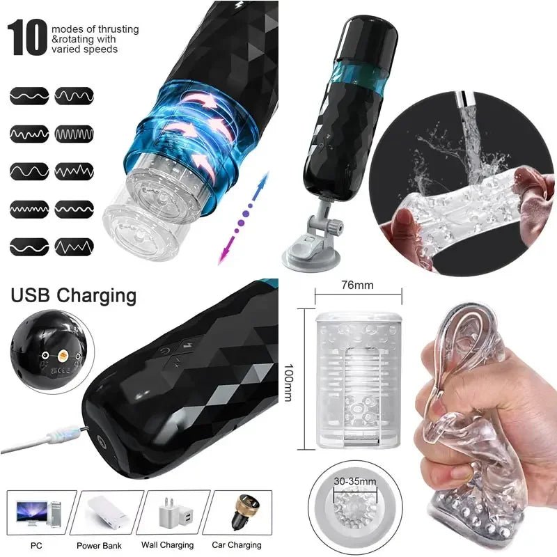 Am Sex Men Sucker Dildo Massage Ejaculating Toy Vibrator Tool