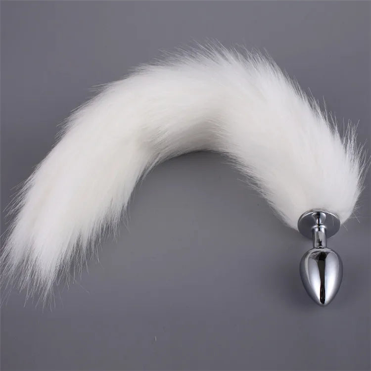 BDSM White Metal Plug Fetish Fox Tail Pleasure Toys Collection