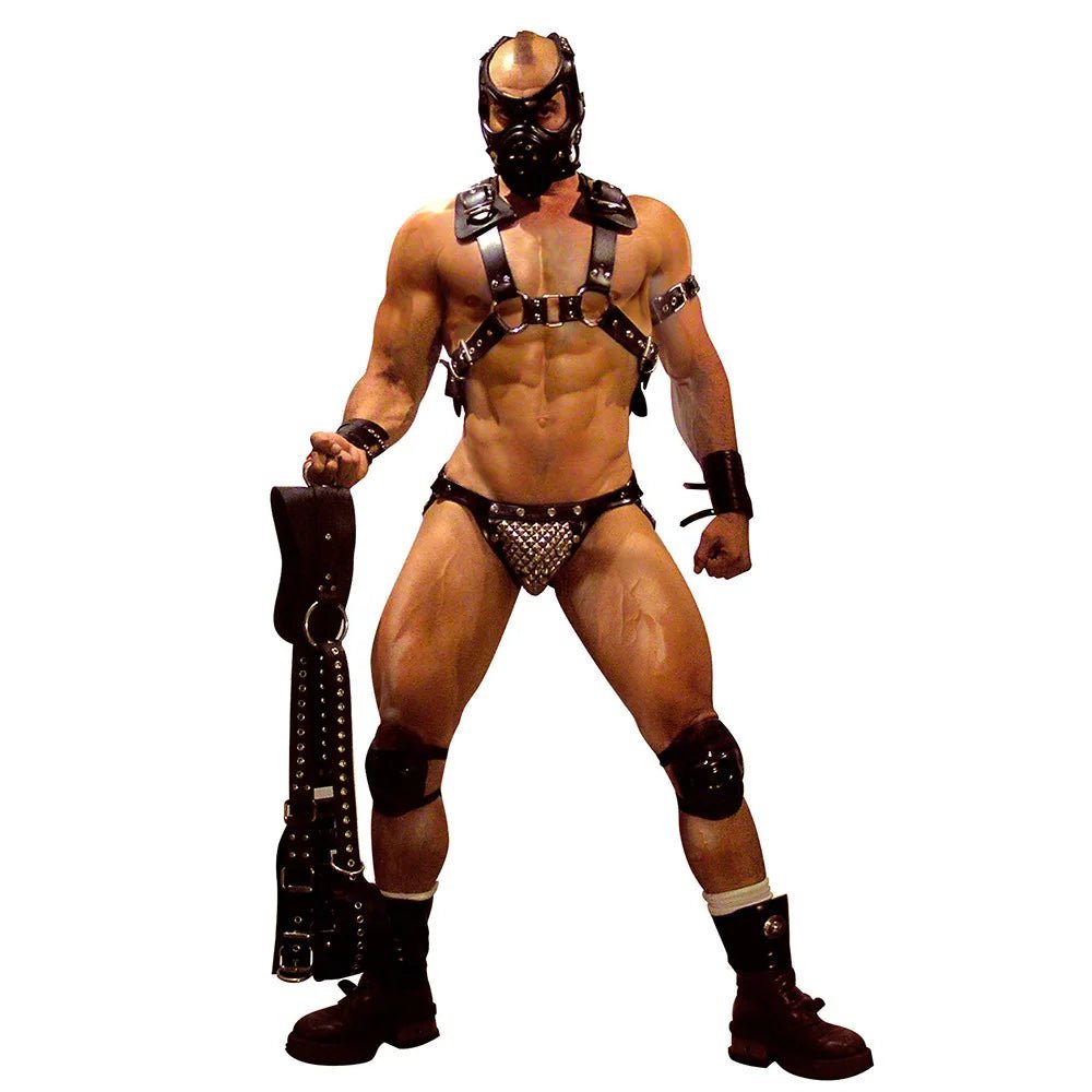 Sexy Men Faux Leather Chest Harness with Buckles and Armors