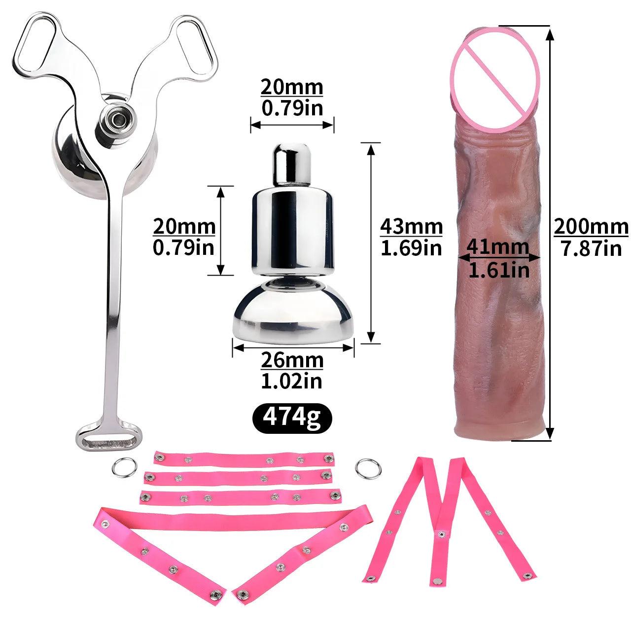 Set Male Flat Chastity Cage Device with Silicone Pleasure