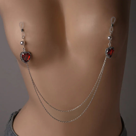 Stonefans Red Heart Nipples Chain Sexy Lingerie Jewelry 2025