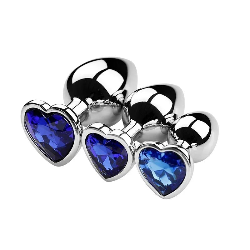 Stainless Steel Heart Shape 3 Sizes Crystal Plug Toy