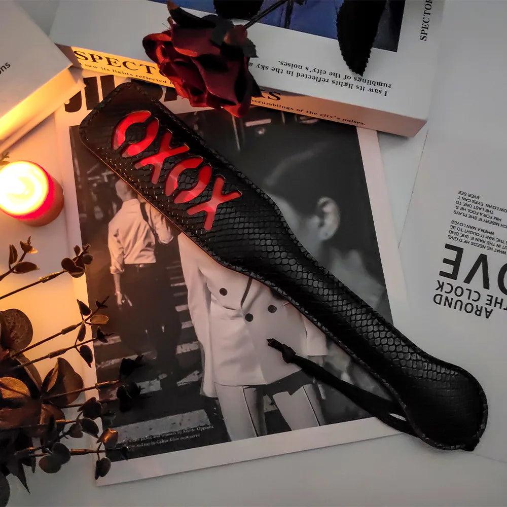 3 Pcs Bondage Set Imitation Snake Skin Spanking Whip Leather