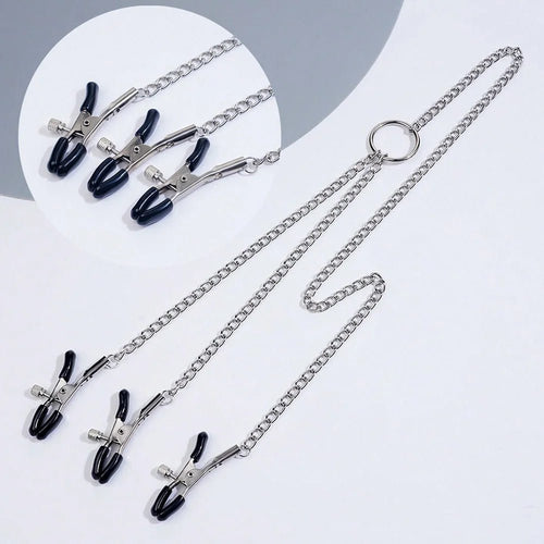 Metal Nipple Clamp With Chain For Women Fetish Bondage