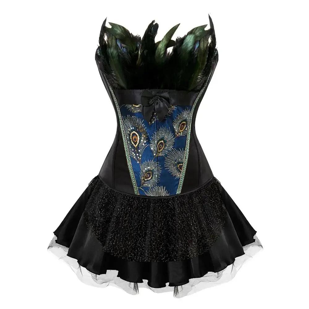 Burlesque Peacock Feathers Corset Kjole