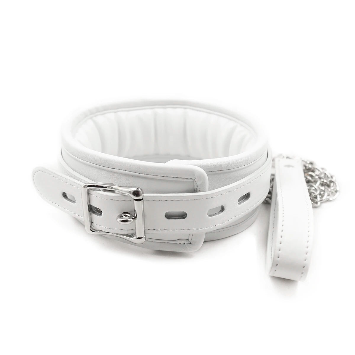 Bdsm Bondage Collar Leather And Iron Chain Link Slave Restraints