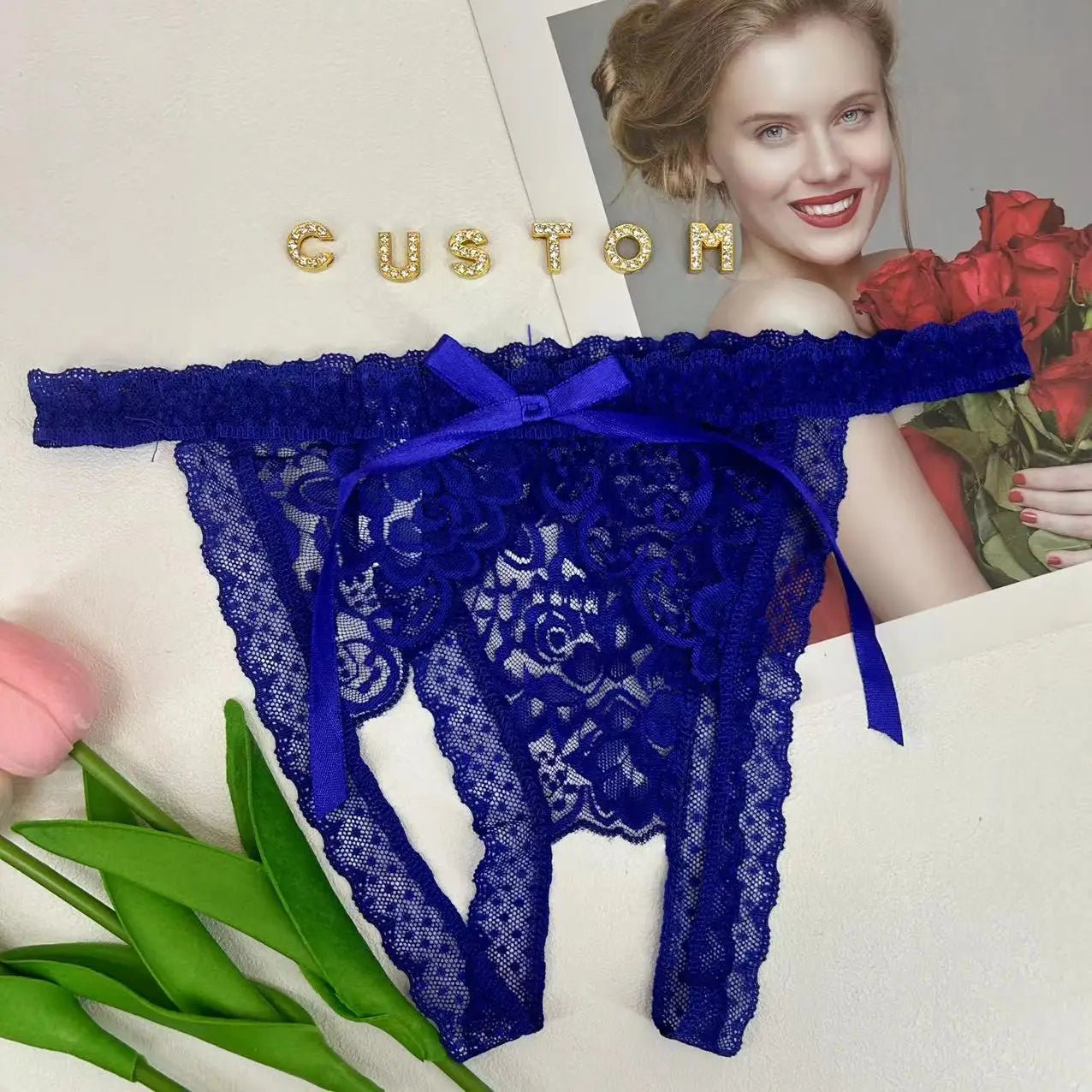 Custom Name Thong Sexy Lace Bowknot Panties For Women