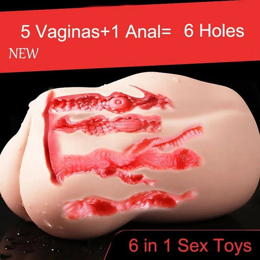 Six Holes Adult Toys Realistic 6 in 1 Male Device Pleasure