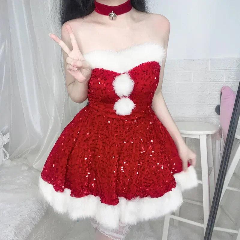 Robe de lingerie sexy à paillettes roses rouges 2025