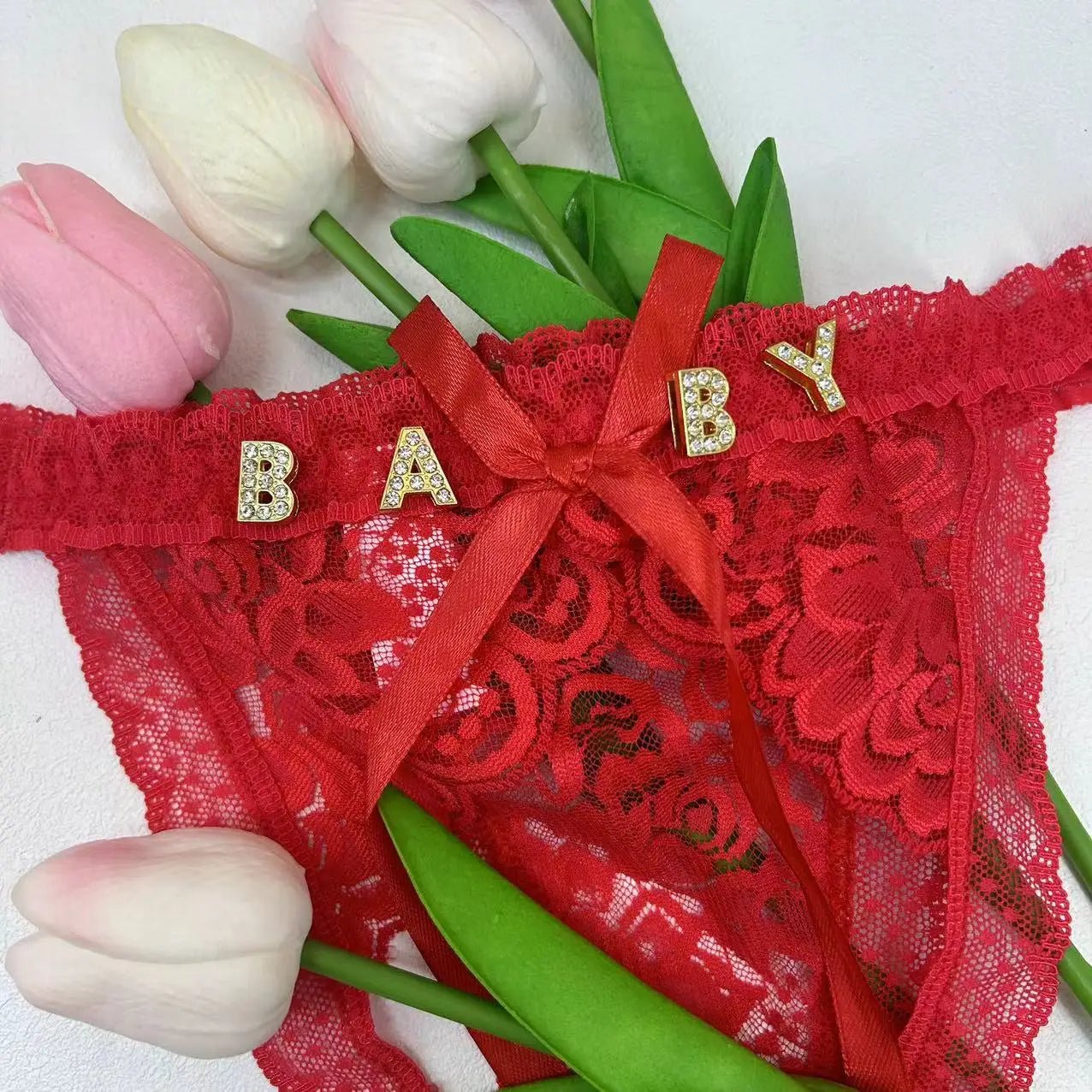 Custom Name Thong Sexy Lace Bowknot Panties For Women