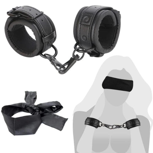 SM Erotic Leather Handcuffs Footcuffs for Intimate Bondage