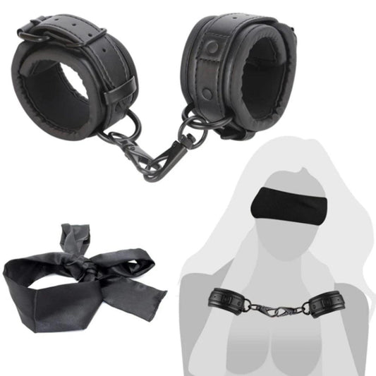 SM Erotic Leather Handcuffs Footcuffs for Intimate Bondage