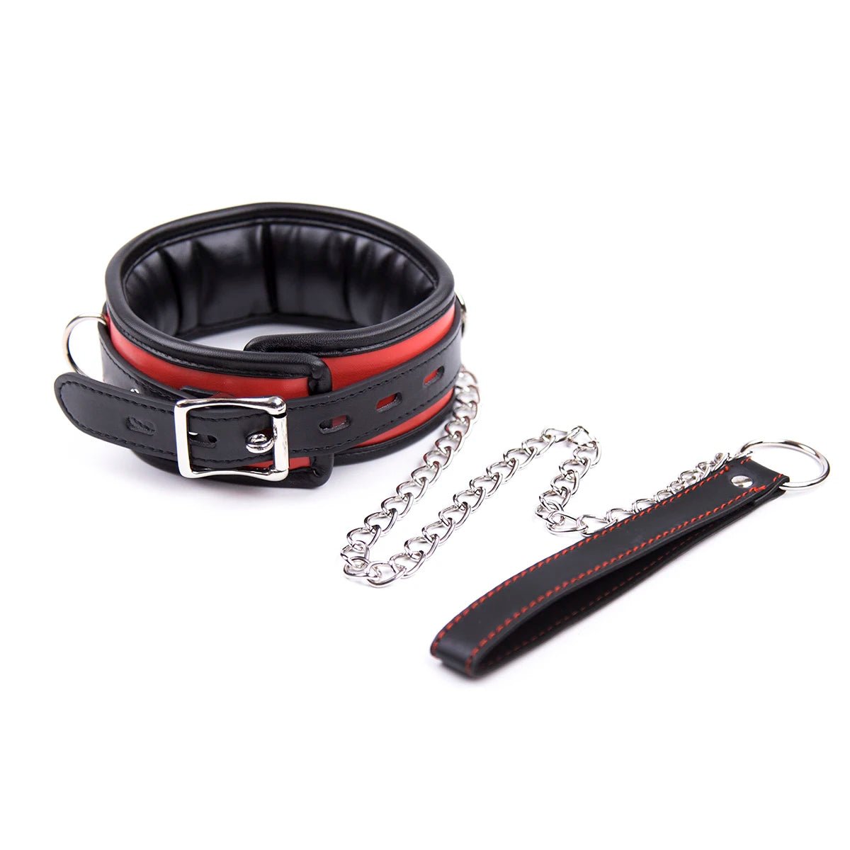 Bdsm Bondage Collar Leather And Iron Chain Link Slave Restraints