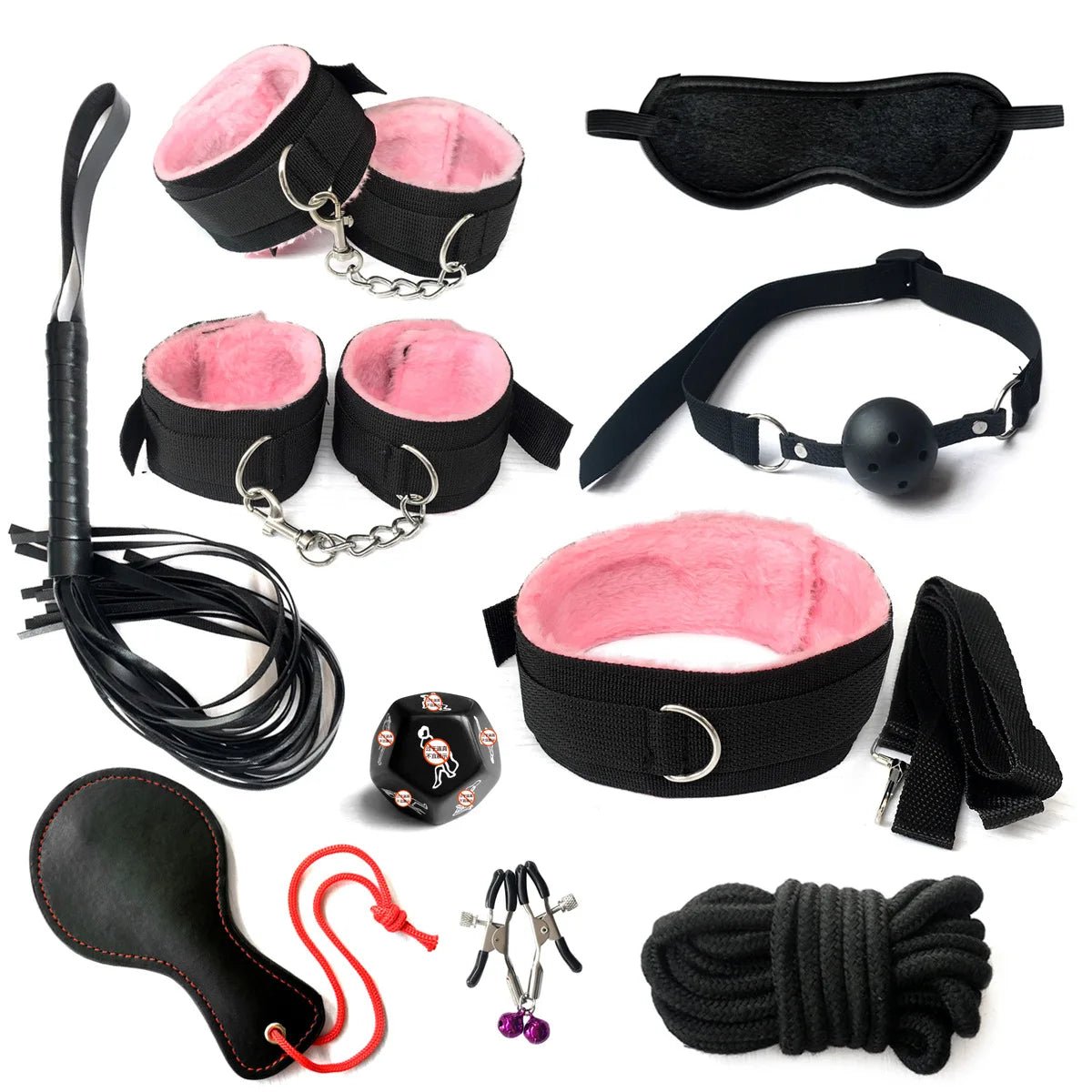 Bdsm Set Kit Toy Handcuffs for Couple Adults Plug Whip Ring Dominance