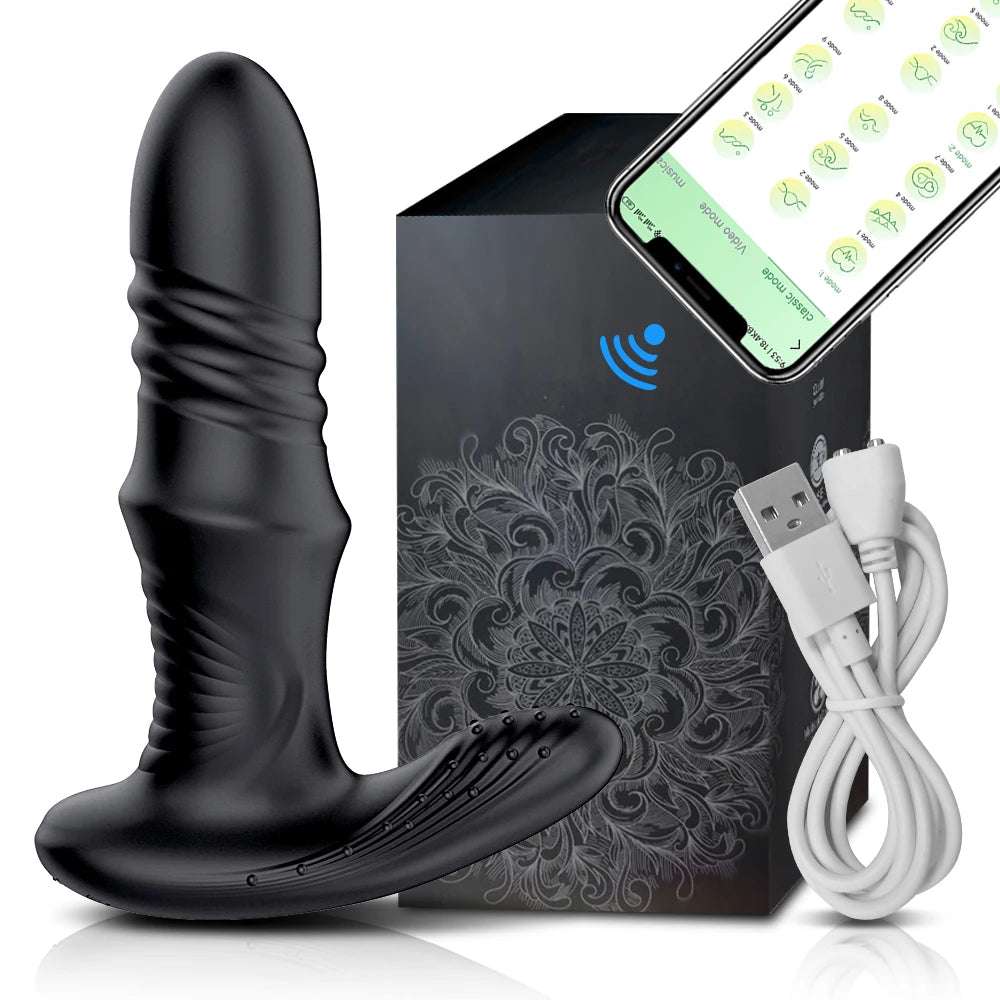 APP Control Telescopic Butt Plug Anal Vibrator 9 Modes