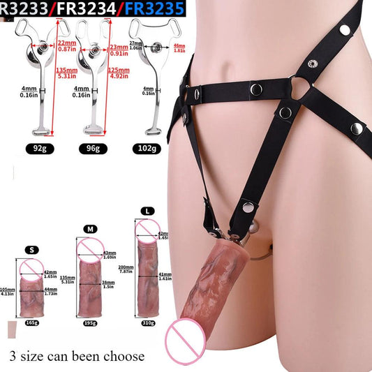 Set Male Flat Chastity Cage Device with Silicone Pleasure