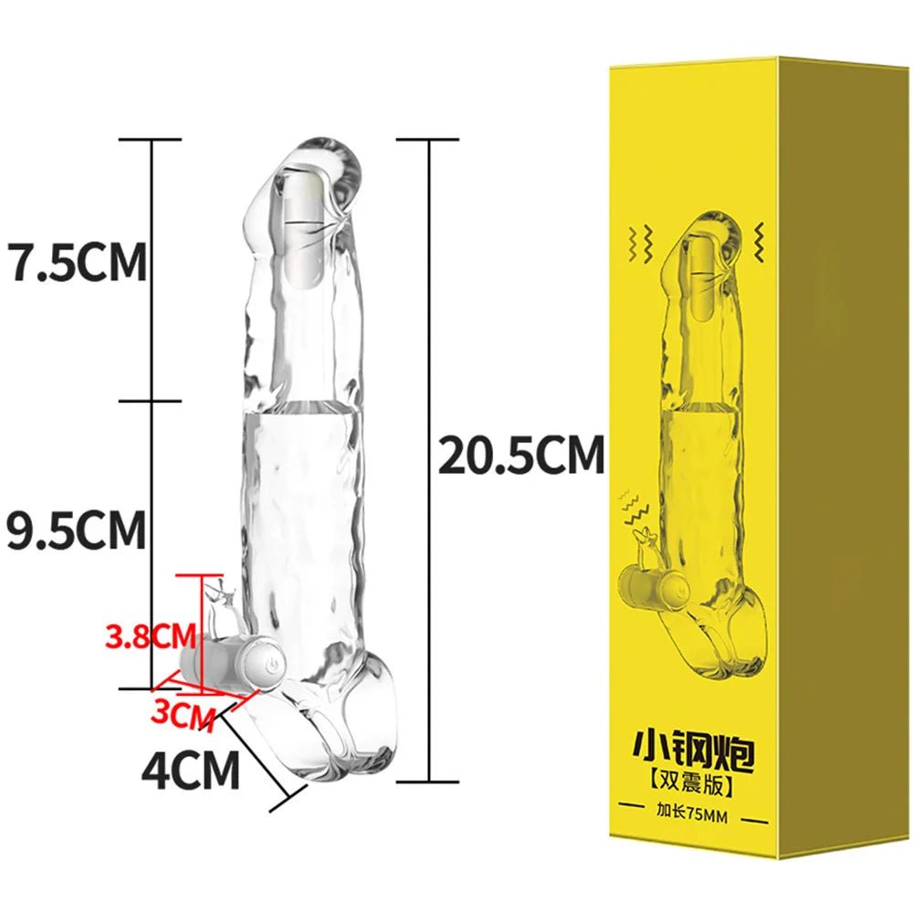 Vibrator For Men Delay Ejaculation Sleeve Extender Toy Device