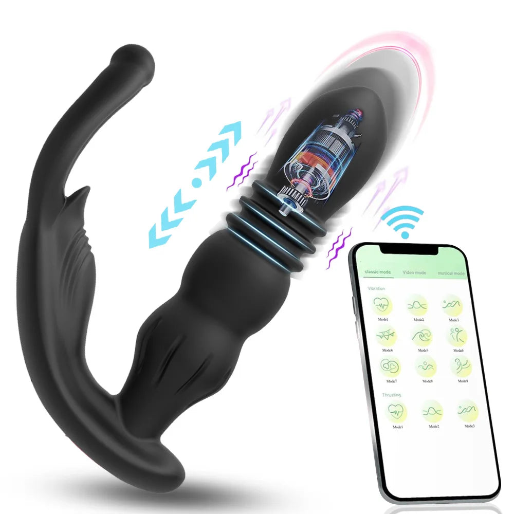 Silicone Vibrator Thrusting Prostate Stimulator for Men