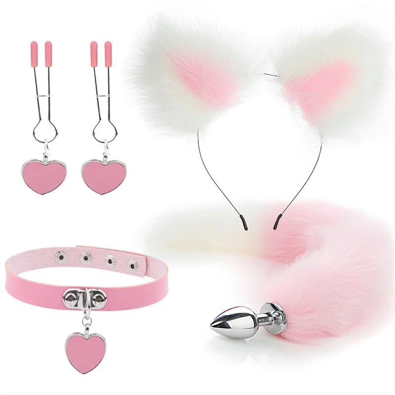 Fox Tail Butt Plug Plush Cat Ears Set Cosplay Toys