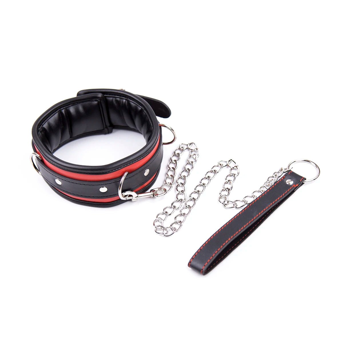 Bdsm Bondage Collar Leather And Iron Chain Link Slave Restraints