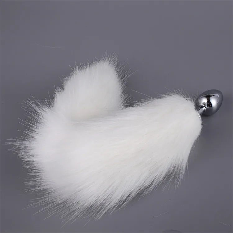 BDSM White Metal Plug Fetish Fox Tail Pleasure Toys Collection
