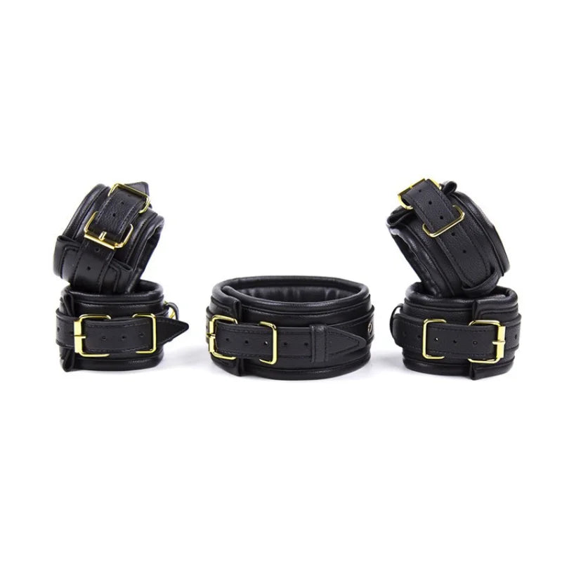 1PCS 5-in-1 Handcuffs Ankle Cuffs Collar Bondage Kit
