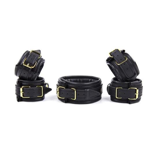 1PCS 5-in-1 Handcuffs Ankle Cuffs Collar Bondage Kit