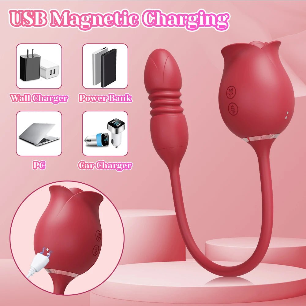Rose Sucking Thrusting Vibrator for Ultimate Pleasure Device
