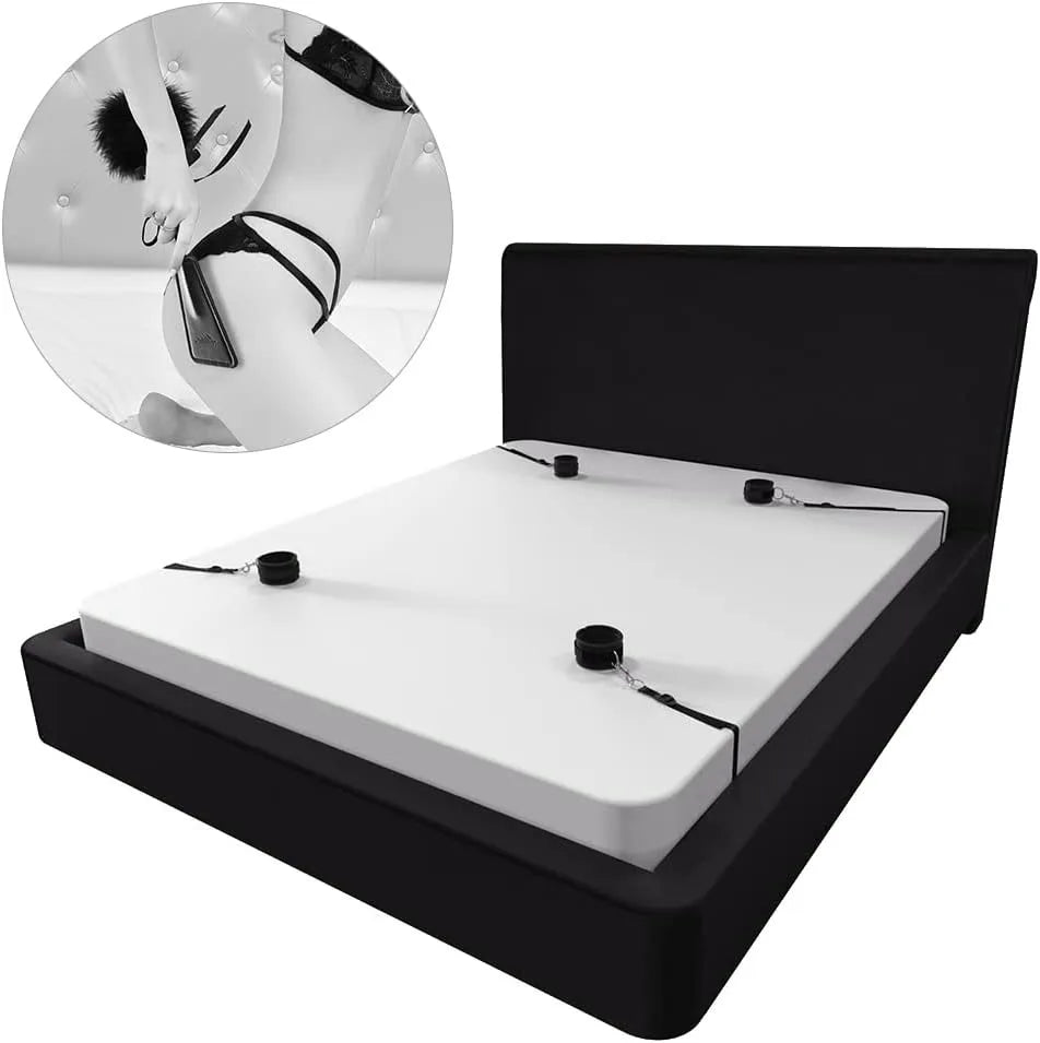 Sex Bondage BDSM Kit Restraints Set with Cuffs and Tickler