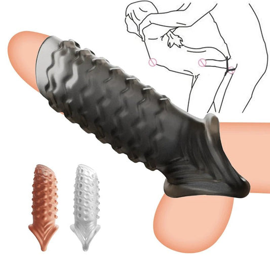 Reusable Delay Condom Sleeve for Men Adult Toys 55mm
