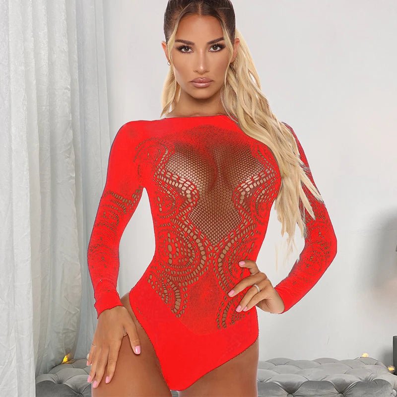 Beautiful Lingerie Women Teddies Bodysuit Open Crotch Mesh
