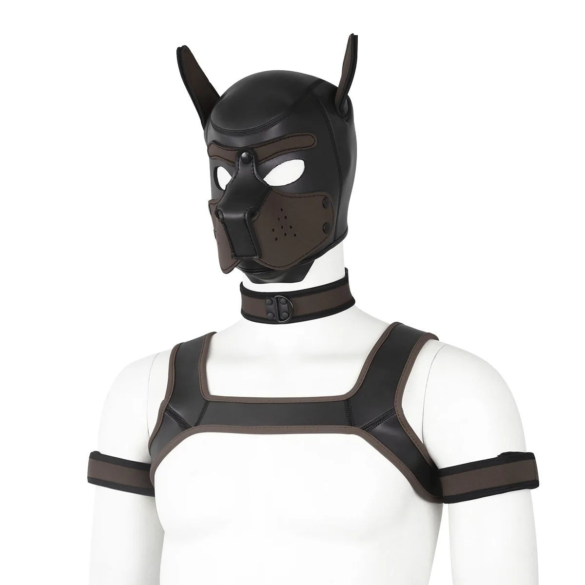 Bdsm Bondage Kit of XL Large Size Puppy Cosplay Neoprene Fetish Hood Mask