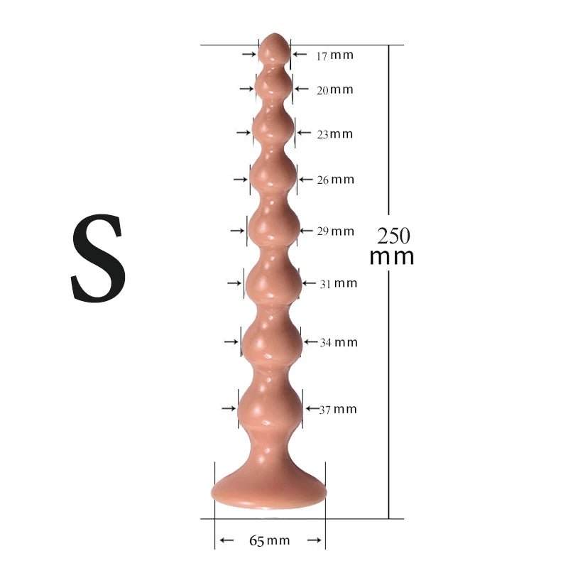 Silicon Beaded Massage Toy With Suction Base Long and Flexible