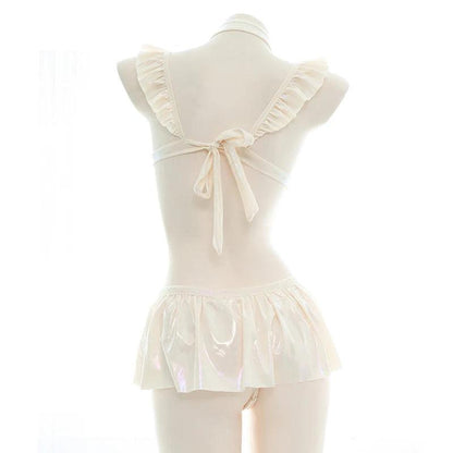 Maillot de bain une pièce à volants laser pour fille AniLV