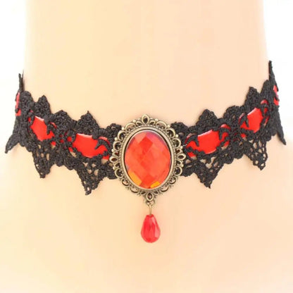 Sexy Necklace Rhinestone BDSM Bondage Lace Collar Bound Slave Restraints For Girl