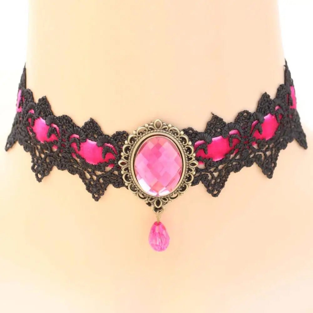 Sexy Necklace Rhinestone BDSM Bondage Lace Collar Bound Slave Restraints For Girl