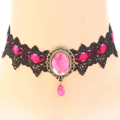 Sexy Necklace Rhinestone BDSM Bondage Lace Collar Bound Slave Restraints For Girl