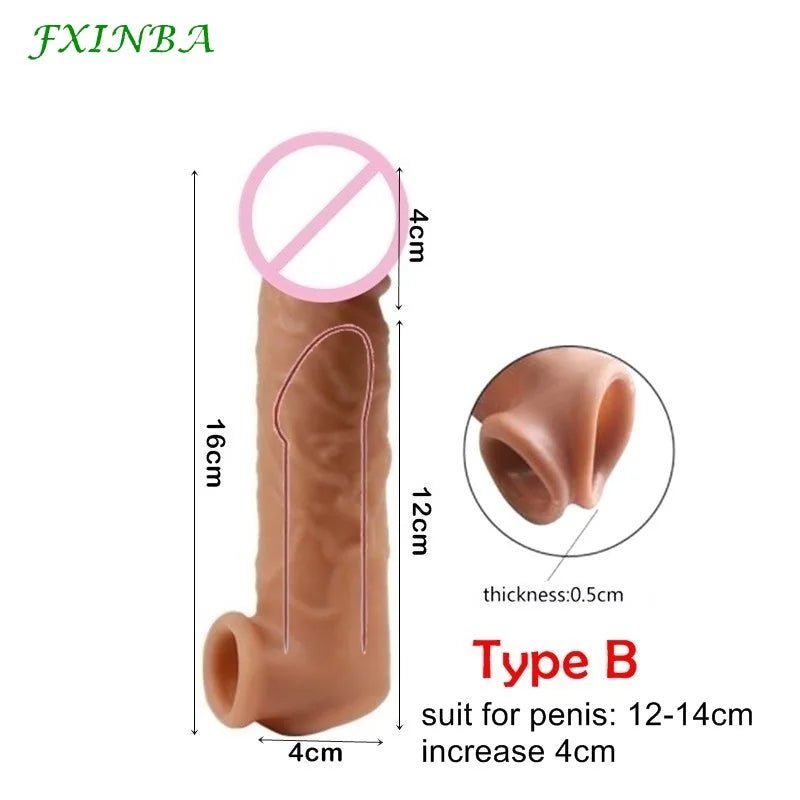 FXINBA New Realistic Extender Sleeve For Delay Enhancement