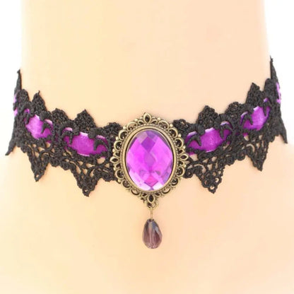 Sexy Necklace Rhinestone BDSM Bondage Lace Collar Bound Slave Restraints For Girl