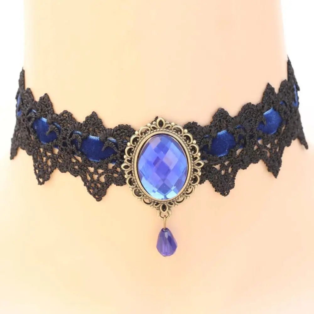 Sexy Necklace Rhinestone BDSM Bondage Lace Collar Bound Slave Restraints For Girl