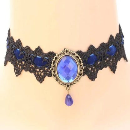 Sexy Necklace Rhinestone BDSM Bondage Lace Collar Bound Slave Restraints For Girl