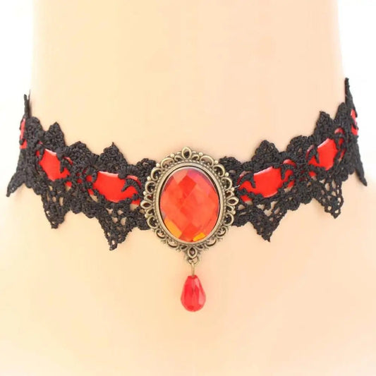 Sexy Necklace Rhinestone BDSM Bondage Lace Collar Bound Slave Restraints For Girl