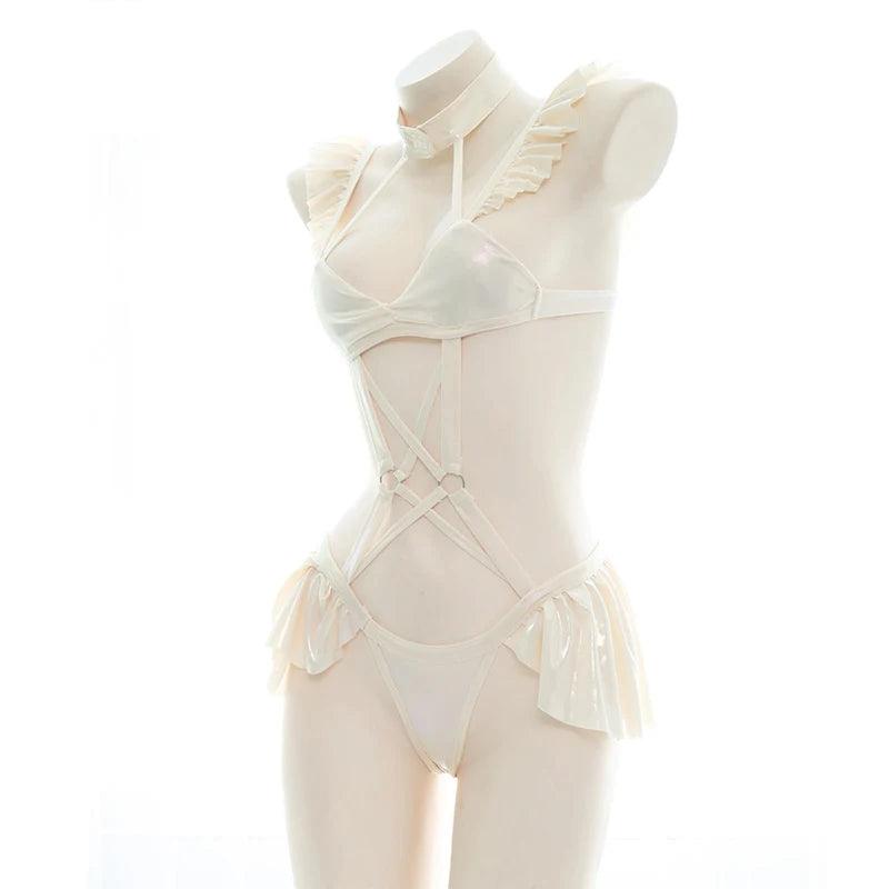 Maillot de bain une pièce à volants laser pour fille AniLV