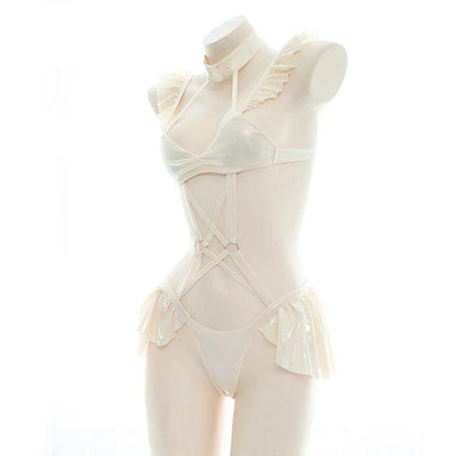 Maillot de bain une pièce à volants laser pour fille AniLV