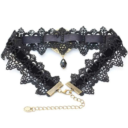 Sexy Necklace Rhinestone BDSM Bondage Lace Collar Bound Slave Restraints For Girl